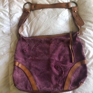 Lucky Brand Purple Suede Hobo Bag